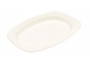 WEB_057401064.jpg PIATTO OVALE POLPA CELLULOSA BIANCO CM. 23X16 - immagine 1