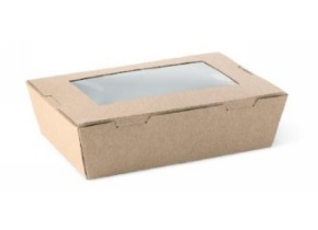 WEB_057401370.jpg CONTENITORE CART.+PE C/FINESTRA 400ML KRAFT 12X8,8CMX3,7 H - immagine 1