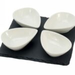 SET 1 VASSOIO QUADR.ARDESIA+4 VASCH.CERAMICA NERO/BIANCO