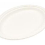 PIATTO OVALE IN POLPA DI CELLULOSA BIANCO 32X25 CM