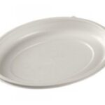 ASSIETTE GALAXIE OVALE PULPE DE CANNE BLANCHE 200X160 MM