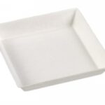 ASSIETTE QUARTZ PULPE DE CANNE BLANCHE 90X90 MM