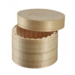BOITE BOIS RONDE NORMANDE+COUV.+PAP.CUISS. Ø64 H42MM 100ML