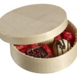 BOÎTE BOIS RONDE NORMANDE+CV+PAP.CUISSON 250ML Ø110 H30MM 20