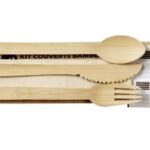 SACHET PAPIER 6/1 COUVERTS BAMBOU 17 CM