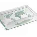 PLATEAU ATLAS TRANSP.VERT D"EAU MAPPEMONDE 380X275MM 10 C&C