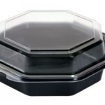 SCATOLA OCTAVIEW P/FRED. 400 ML 160X160X60MM PS NERO/TRASP.