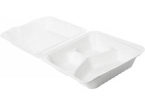 WEB_DUNI182544.jpg SCATOLA MEAL 3 SCOMP.325/70/60ML 225X201X85MM BAGASSA BIANCO - immagine 1