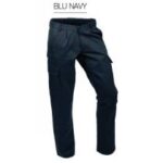 PANTALONE MULTITASCHE FELPATO BLU NAVY EXTRA TAGLIA 66