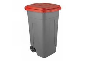 WEB_298000007.jpg CONTENITORE RIFIUTI GRIGIO C/COPERCHIO ROSSO LT. 80 - immagine 1