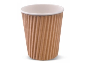 WEB_057401293.jpg BICCHIERE CARTONCINO CORRUGATO + PE MARRONE 240 ML (8OZ) - immagine 1