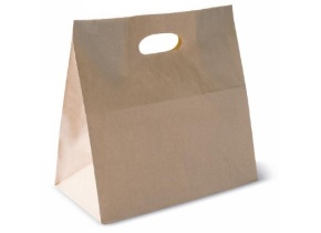 WEB_057401498.jpg SACCHETTO DA ASPORTO CARTA CON MANIGLIA BROWN 280X280X150 MM - immagine 1