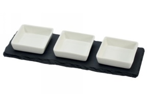 WEB_057401804.jpg SET 1 VASSOIO RETT.ARDESIA+3 VASCH.CERAMICA NERO/BIANCO - immagine 1