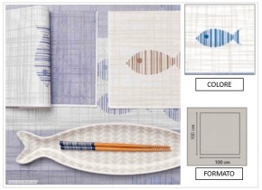 WEB_063700172.jpg TOVAGLIA BIO LEAF DECORATO PESCE 100X100 AZZURRO - immagine 1