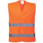 GILET AD ALTA VISIBILITÀ CON DUE BANDE ROSSO TG. S-5XL