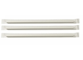 WEB_317800684.jpg PAILLE RIGIDE PAPIER H 200 Ø 6MM BLANCHE EMBALLÉE INDIV. 500 - immagine 1