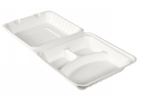 WEB_DUNI192069.jpg SCATOLA MEAL 3 SCOMP.350/120/120ML 236X231X81MM BAGASSA BIAN - immagine 1