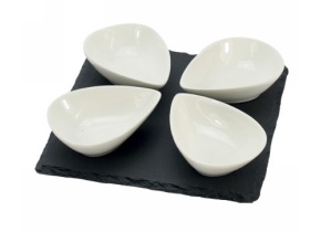 WEB_057401806.jpg SET 1 VASSOIO QUADR.ARDESIA+4 VASCH.CERAMICA NERO/BIANCO - immagine 1