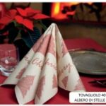 TOVAGLIOLO ALBERO DI STELLE 40X40 CM ROSSO