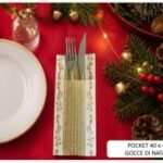 TOVAGLIOLO POCKET GOCCE DI NATALE 40X40 CM ORO
