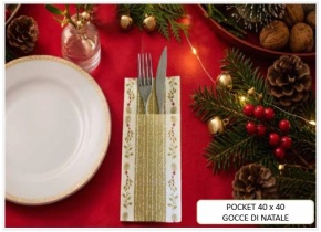 WEB_063701255.jpg TOVAGLIOLO POCKET GOCCE DI NATALE 40X40 CM ORO - immagine 1