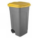CONTENITORE RIFIUTI GRIGIO C/COPERCHIO GIALLO LT. 80